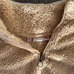 SO Tan Sherpa Crop Pullover